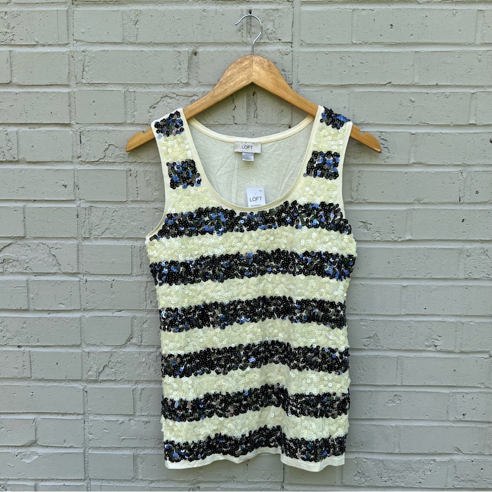 NWT Loft sequin striped tank top